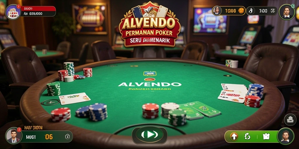Tampilan screenshot gameplay ALVENDO yang menampilkan keseruan permainan Poker.