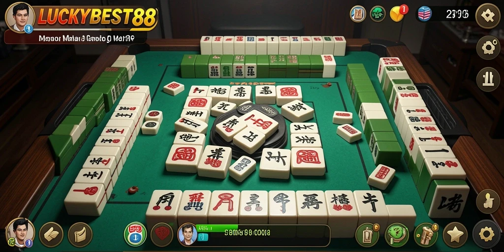 Tangkapan layar dari gameplay LUCKYBEST88 menampilkan suasana Mahjong yang interaktif.