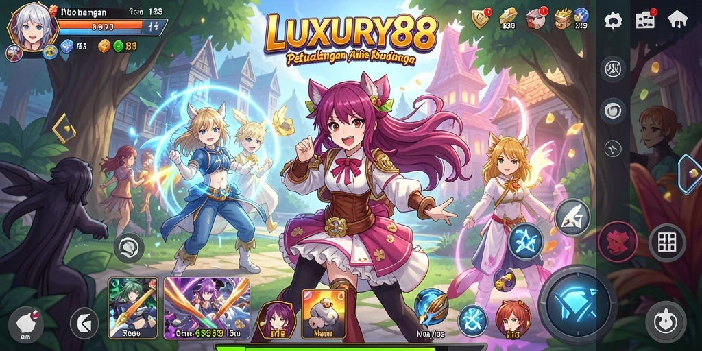 Tampilan gameplay LUXURY88 dengan karakter Anime beraksi.