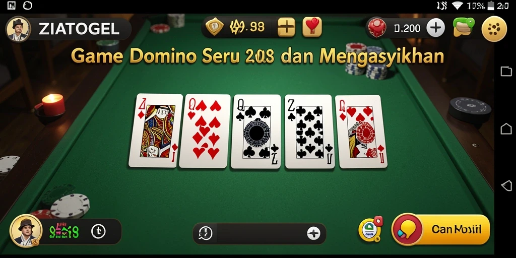 Tampilan gameplay ZIATOGEL yang menarik saat pemain bermain domino.